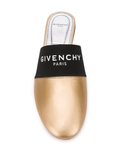 Shop Givenchy Logo Flat Mules In Gold
