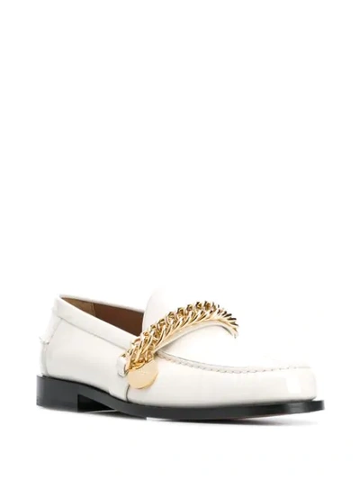 Shop Givenchy Chain-detail Leather Loafers In White