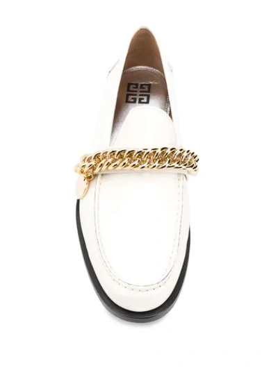 Shop Givenchy Chain-detail Leather Loafers In White