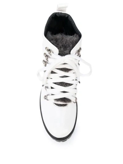 Shop Chuckies New York Faux Fur Trim Boots In White
