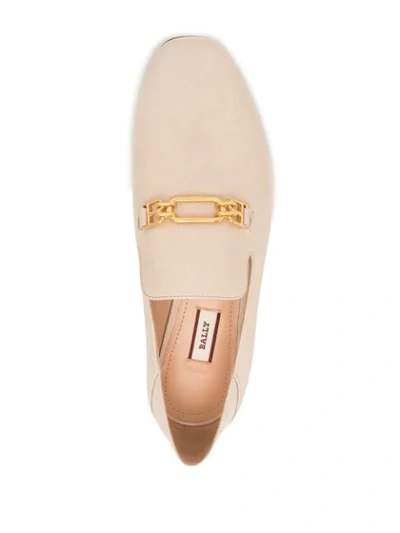 Shop Bally Chain-link Loafers In White