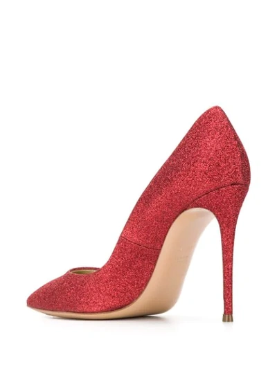 Shop Casadei Sparkle Detail Pumps In Red