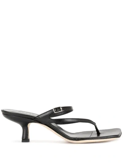 Shop By Far Desire Creased-leather Sandals In Black