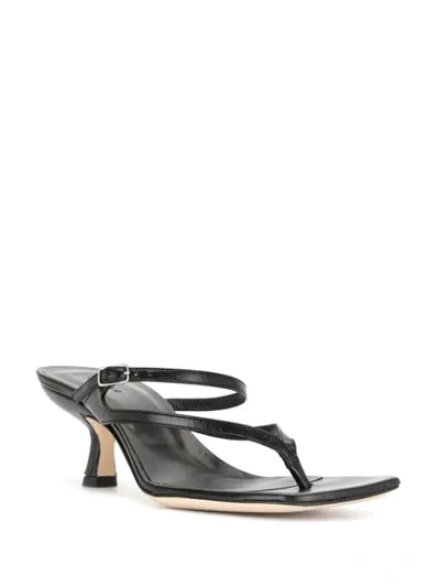 Shop By Far Desire Creased-leather Sandals In Black