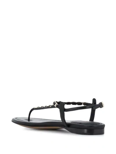 Shop Ferragamo Vara Chain Thong Sandals In Black