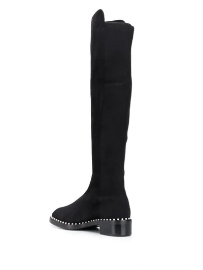 Shop Stuart Weitzman Pearl Embellished Over-the-knee Boots In Black