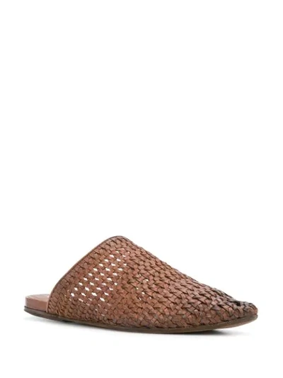 Shop Marsèll Woven Pointed-toe Mules In Brown