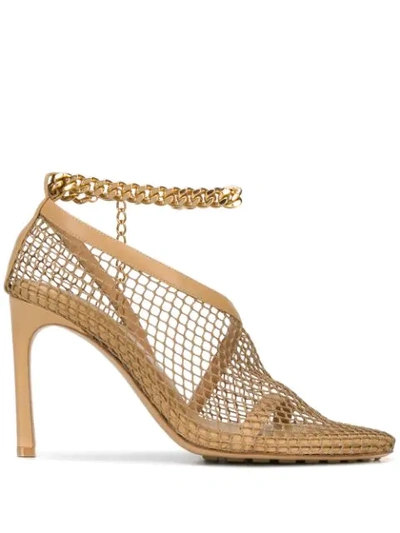 Shop Bottega Veneta Mesh-panel Chain Pumps In Neutrals