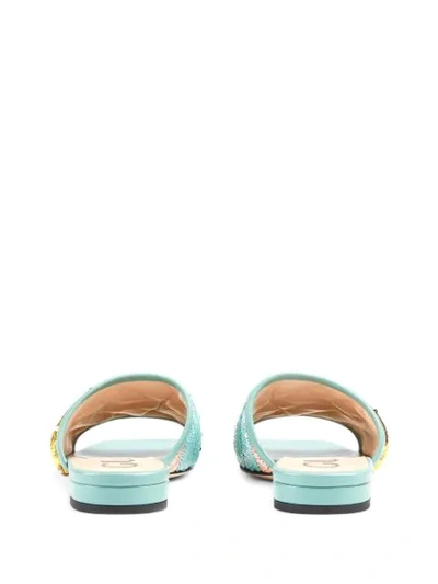 Shop Gucci Sequin Slide Sandals In Blue