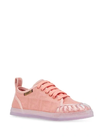 Shop Fendi Jacquard Ff Motif Sneakers In Pink