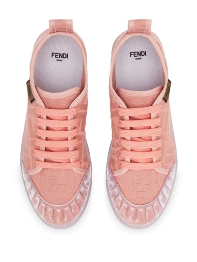 Shop Fendi Jacquard Ff Motif Sneakers In Pink