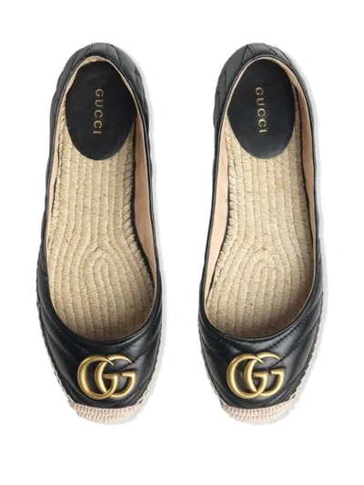 Shop Gucci Marmont Gg Leather Espadrilles In Black