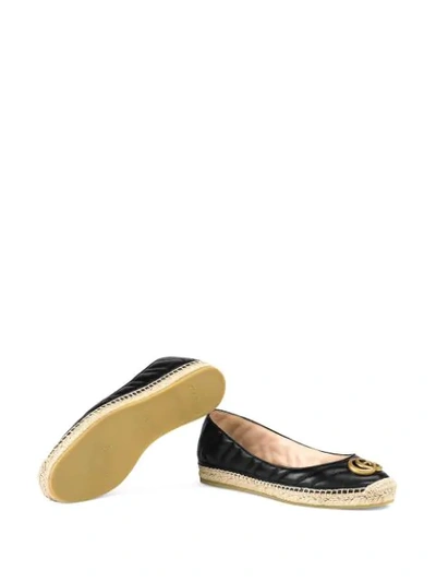 Shop Gucci Marmont Gg Leather Espadrilles In Black