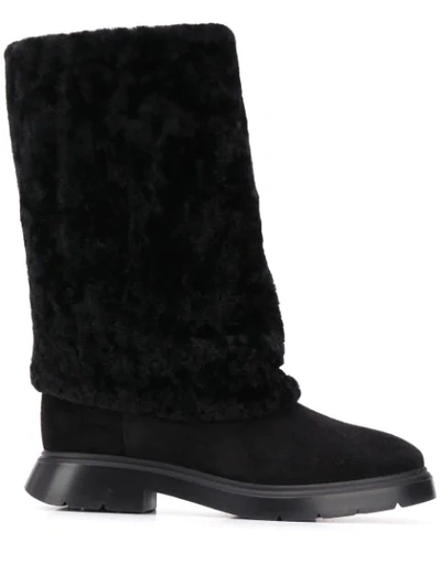 Shop Stuart Weitzman Luiza Foldover Suede Boots In Black