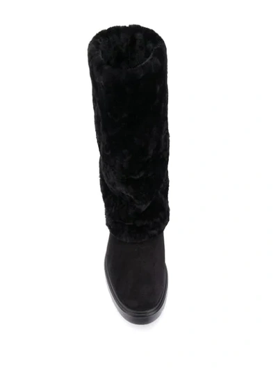 Shop Stuart Weitzman Luiza Foldover Suede Boots In Black