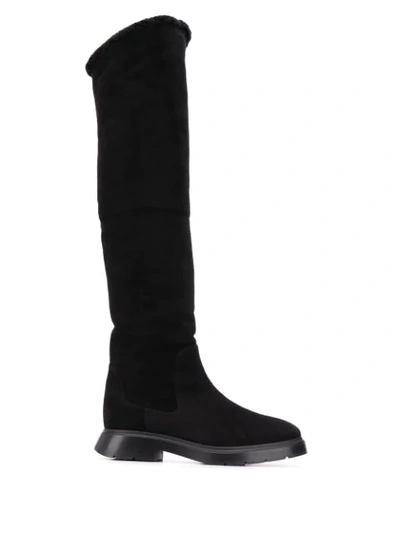 Shop Stuart Weitzman Luiza Foldover Suede Boots In Black
