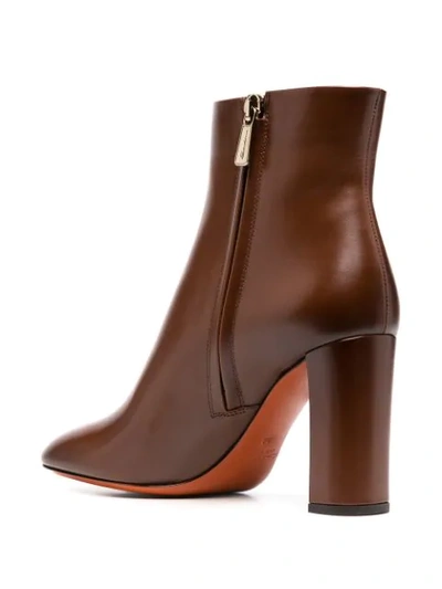Shop Santoni Round Toe Ankle Boots In Brown