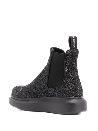 Shop Alexander Mcqueen Glitter Detail Ankle Boots In Black