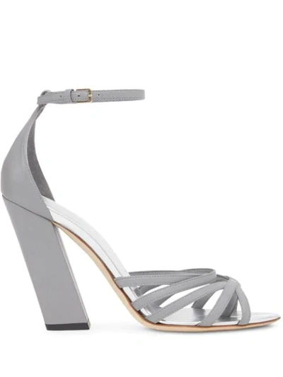 Shop Burberry Split Toe Detail Sandals In Grey