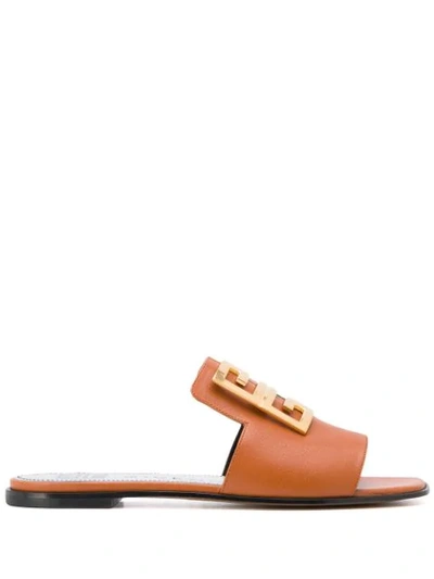 Shop Givenchy 4g Leather Sandals In Brown