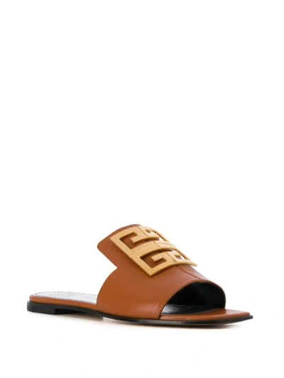 Shop Givenchy 4g Leather Sandals In Brown