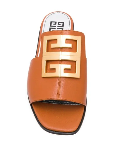 Shop Givenchy 4g Leather Sandals In Brown