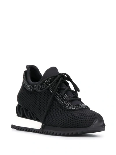 Shop Le Silla Reiko Wave Elevated-sole Sneakers In Black