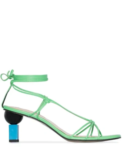 Shop Yuul Yie Trophy 70mm Leather Sandals In Green