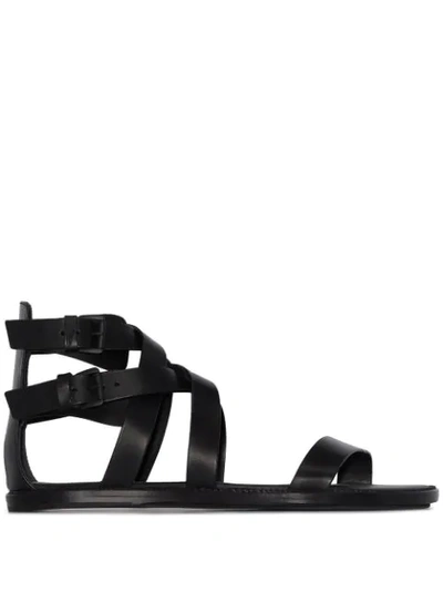 Shop Ann Demeulemeester Flat Gladiator Sandals In Black