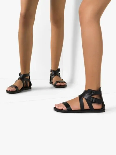 Shop Ann Demeulemeester Flat Gladiator Sandals In Black