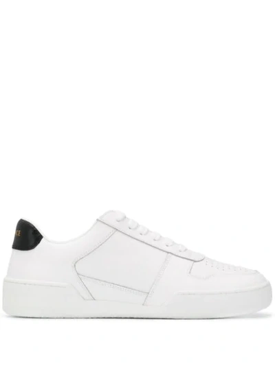 Shop Versace Contrast Heel Counter Sneakers In White