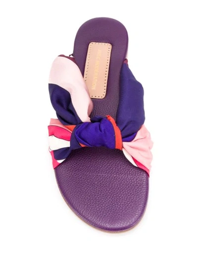 Shop Avec Modération Satin Ribbon Leather Sandals In Purple