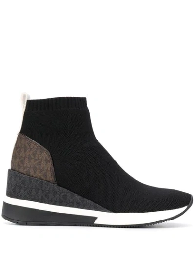 Shop Michael Michael Kors Skyler Sock Sneakers In Black