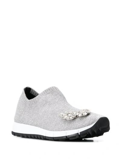 Shop Jimmy Choo Verona Crystal-embellished Sneakers In Silver