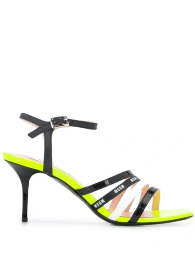 Shop Msgm Strappy 75mm Patent-leather Sandals In Black