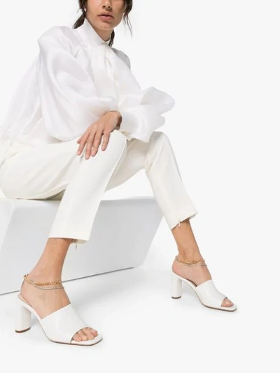 Shop Kalda Inez Chain-trimmed Leather Sandals In White