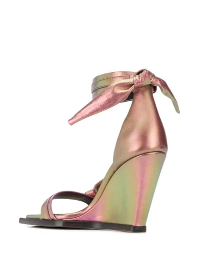 Shop Rick Owens Single Bow 100mm Wedge Sandals In Pink