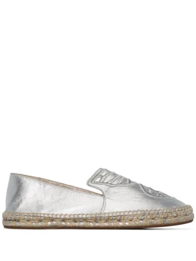 SILVER BUTTERFLY LEATHER ESPADRILLES