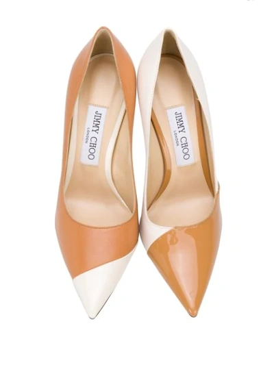 Shop Jimmy Choo Love 100mm Contrasting Pumps In White