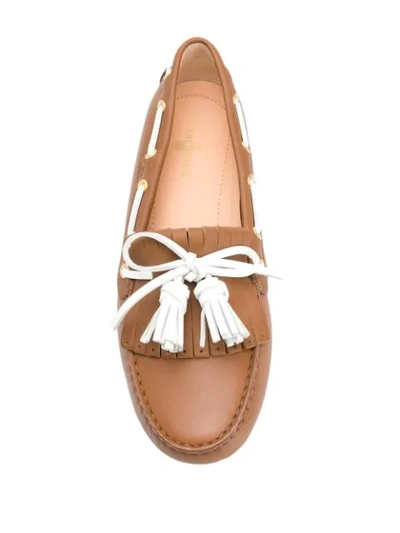 Shop Car Shoe Tassel Embellished Loafers In Brown
