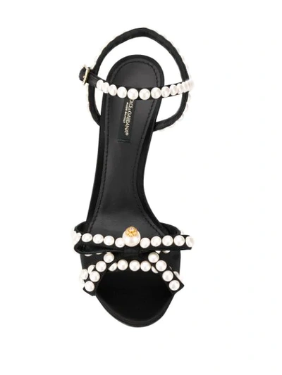 Shop Dolce & Gabbana Pearl-embellished Sandals In Black