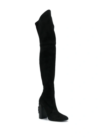 Shop Casadei Thigh-length Heeled Boots In Black