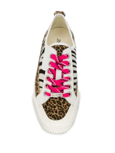 Shop Jimmy Choo Impala Animal-print Sneakers In Black/white/sugar