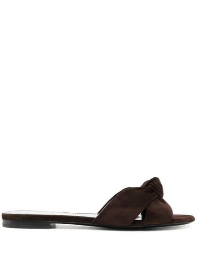 Shop Saint Laurent Bianca Slip-on Sandals In Brown