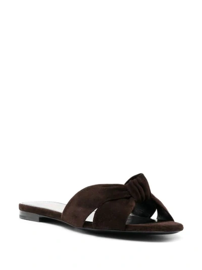 Shop Saint Laurent Bianca Slip-on Sandals In Brown