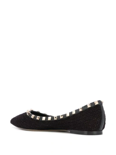 Shop Valentino Rockstud Slip-on Ballerina Shoes In Black