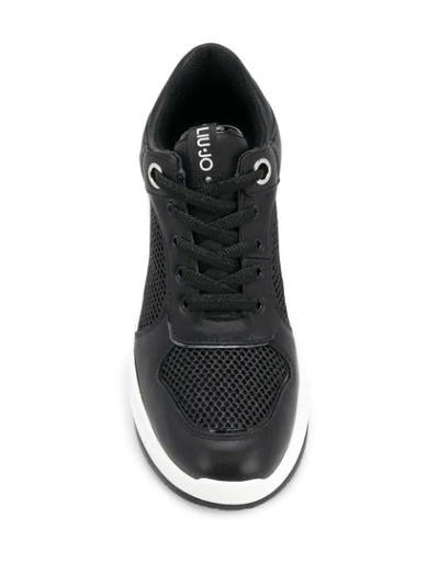 Shop Liu •jo Mesh Panel Chunky Heel Sneakers In Black