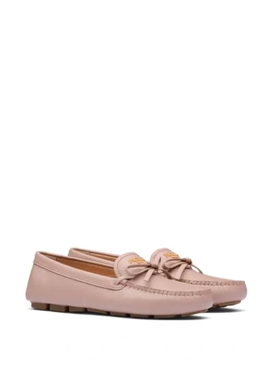 Shop Prada Bow Detail Loafers In Pink