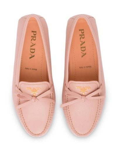 Shop Prada Bow Detail Loafers In Pink