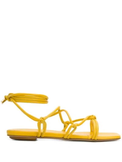 Shop Gia Couture Bella Flat Leather Sandals In Yellow